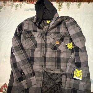 Brazos Men's Black and Gray Plaid Shirt Jacket
